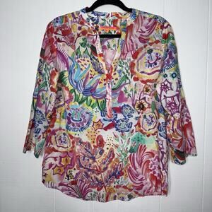 Vilagallo Women’s Watercolor Floral Blouse Top Size 42